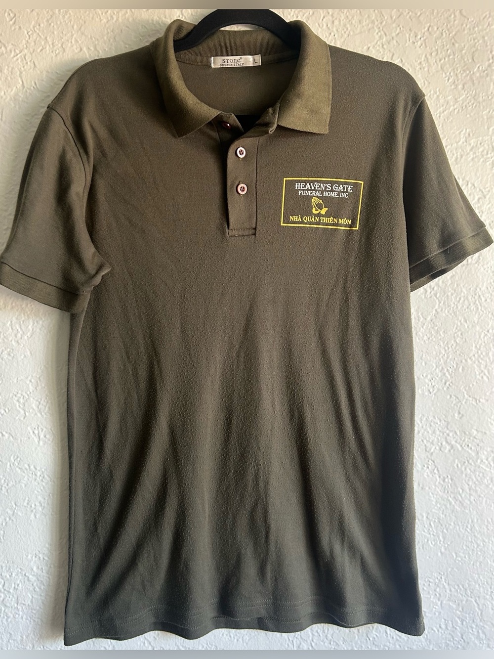Heaven's Gate Funeral Home Olive Green Polo Shirt with Chest Logo
